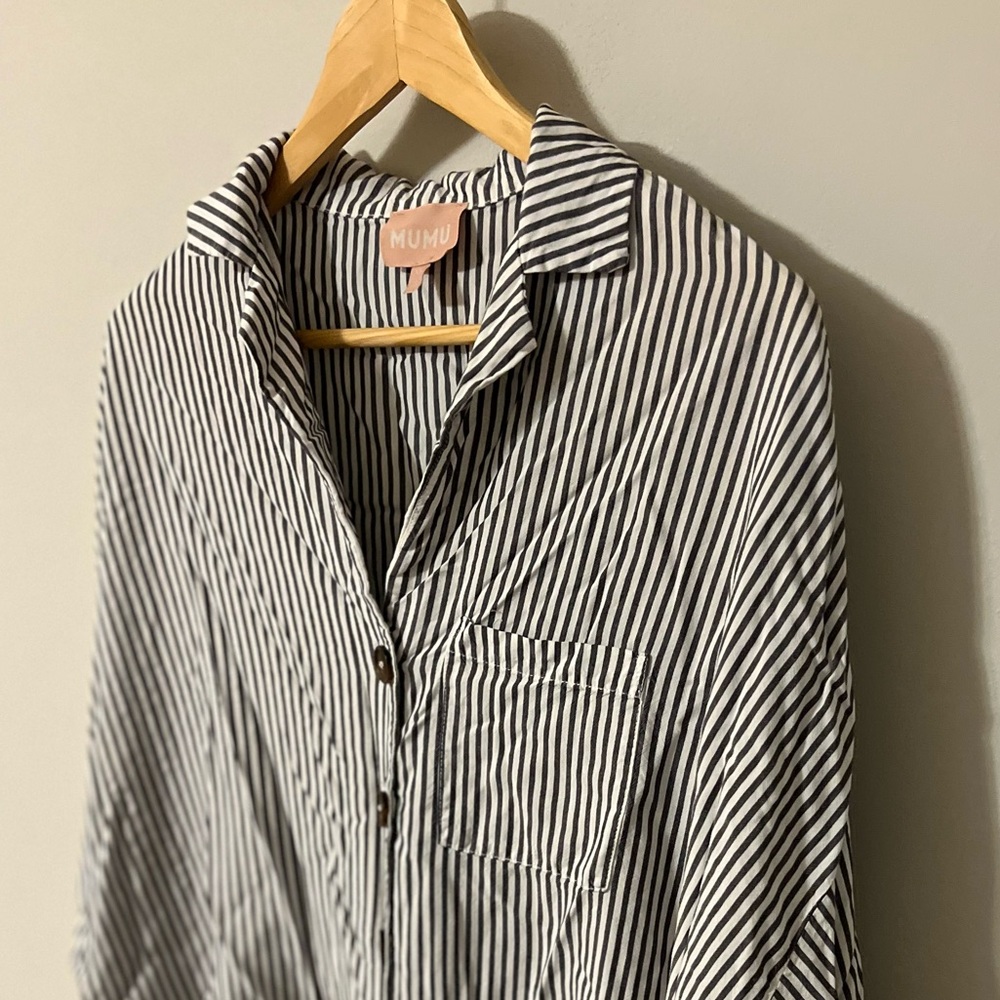 Show Me Your Mumu Lorolie Stripe Button Down Coverup Shirt - Picture 4 of 10